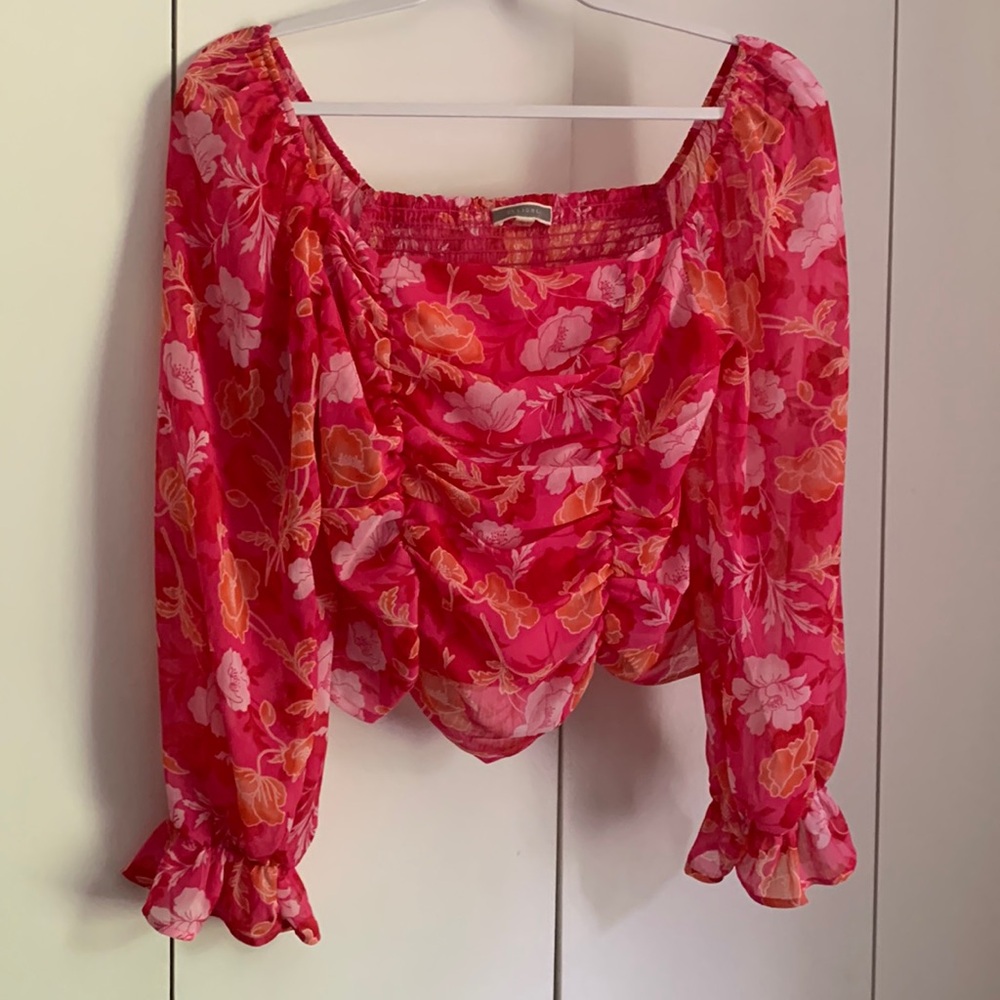 Pleione pink floral blouse